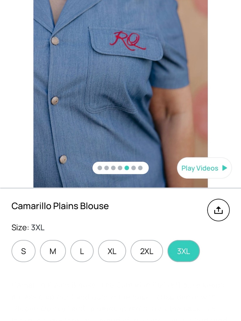Camarillo Plains Denim Blouse with Red Embroidery - Picture 4 of 4
